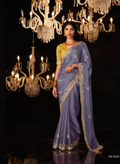 Bluish Grey Party wear saree