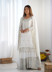 Nakshatra Ready to Wear Off White Sharara Suit