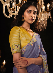 Bluish Grey Party wear saree