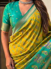 Nakshatra Green Ikkat Patola Silk Saree