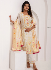 Nakshatra Readymade White Silk Suit