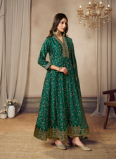 Nakshatra Green Banarsi Silk Anarkali Suit