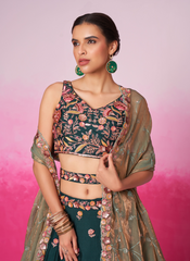 Nakshatra Green Embroidery Lehenga