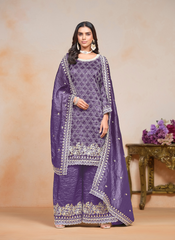 Nakshatra Purple Party Wear Palazzo Set