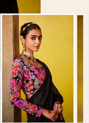 Nakshatra Black Glass Tissue Saree