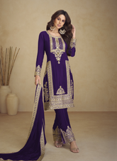 Nakshatra Purple Stylish Party wear Suit