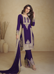 Nakshatra Purple Stylish Party wear Suit