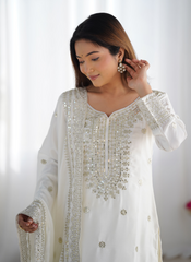 Nakshatra Ready to Wear Off White Sharara Suit