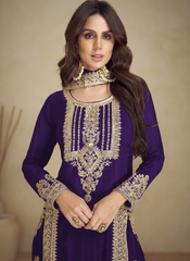 Nakshatra Purple Stylish Party wear Suit