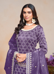 Nakshatra Purple Party Wear Palazzo Set