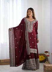 Nakshatra Ready to Wear Maroon Sharara Suit
