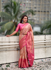Nakshatra Light Pink Tissue Silk Saree