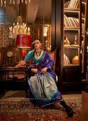 Nakshatra Purple Satin silk saree