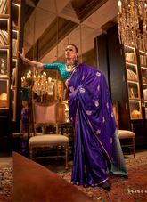 Nakshatra Purple Satin silk saree