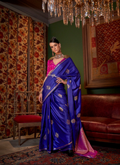 Nakshatra Navy blue Satin silk saree