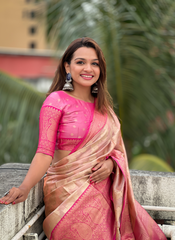 Nakshatra Light Pink Tissue Silk Saree