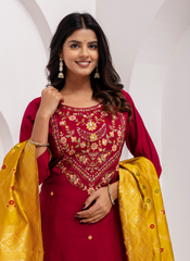 Nakshatra Maroon Readymade silk suit