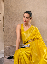 Nakshatra Yellow Munga Silk Saree