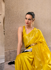 Nakshatra Yellow Munga Silk Saree