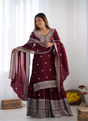 Nakshatra Ready to Wear Maroon Sharara Suit