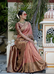Nakshatra Peach Color Kanjivaram Silk Saree