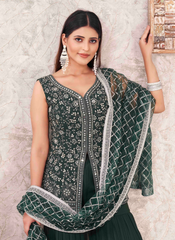 Nakshatra Bottle green Sharara set
