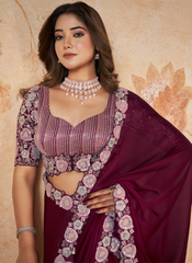 Royal Elegance Satin Chiffon Ensemble