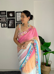 Nakshatra Ombre Multicolored Embroided Saree
