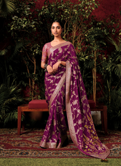 Majestic Ruby Weave Sari Ensemble