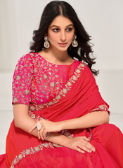 Nakshatra Red Silk Saree