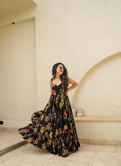 Nakshatra Black Readymade Long Gown