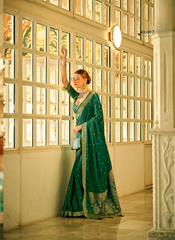 Nakshatra Grandeur Green Silk saree