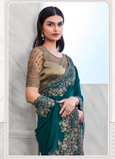 Nakshatra Teal Blue silk saree