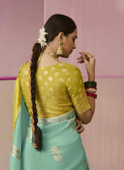 Nakshatra Green Dola Silk Saree