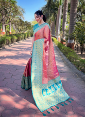 Nakshatra Pink Silk saree