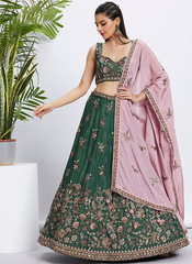 Nakshatra Green Embroidery Lehenga