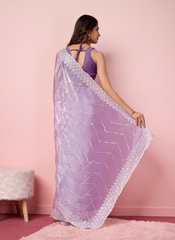 Nakshatra Lavender Burberry silk saree