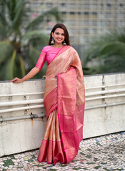 Nakshatra Light Pink Tissue Silk Saree