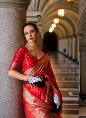 Nakshatra Red Munga Silk Saree