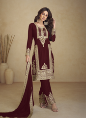 Nakshatra Maroon Stylish Party wear Suit