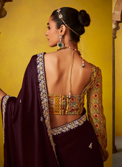 Nakshatra Burgundy Glass Tissue Saree