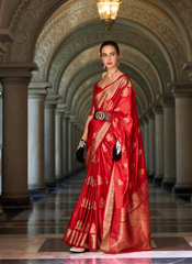 Nakshatra Red Munga Silk Saree