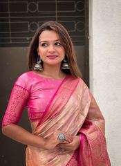 Nakshatra Light Pink Tissue Silk Saree