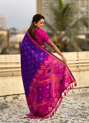 Nakshatra Royal Blue Ikkat Patola Silk Saree