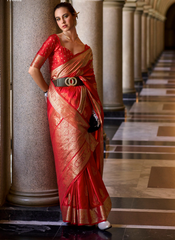 Nakshatra Red Munga Silk Saree