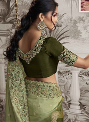 Emerald Elegance Jacquard Saree
