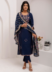 Nakshatra Nevy Blue Readymade Silk Suit