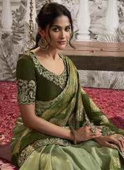 Emerald Elegance Jacquard Saree