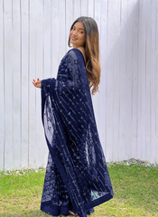 Nakshatra Blue Sequence Net Saree