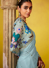 Nakshatra Light Blue Glass Tissue Saree